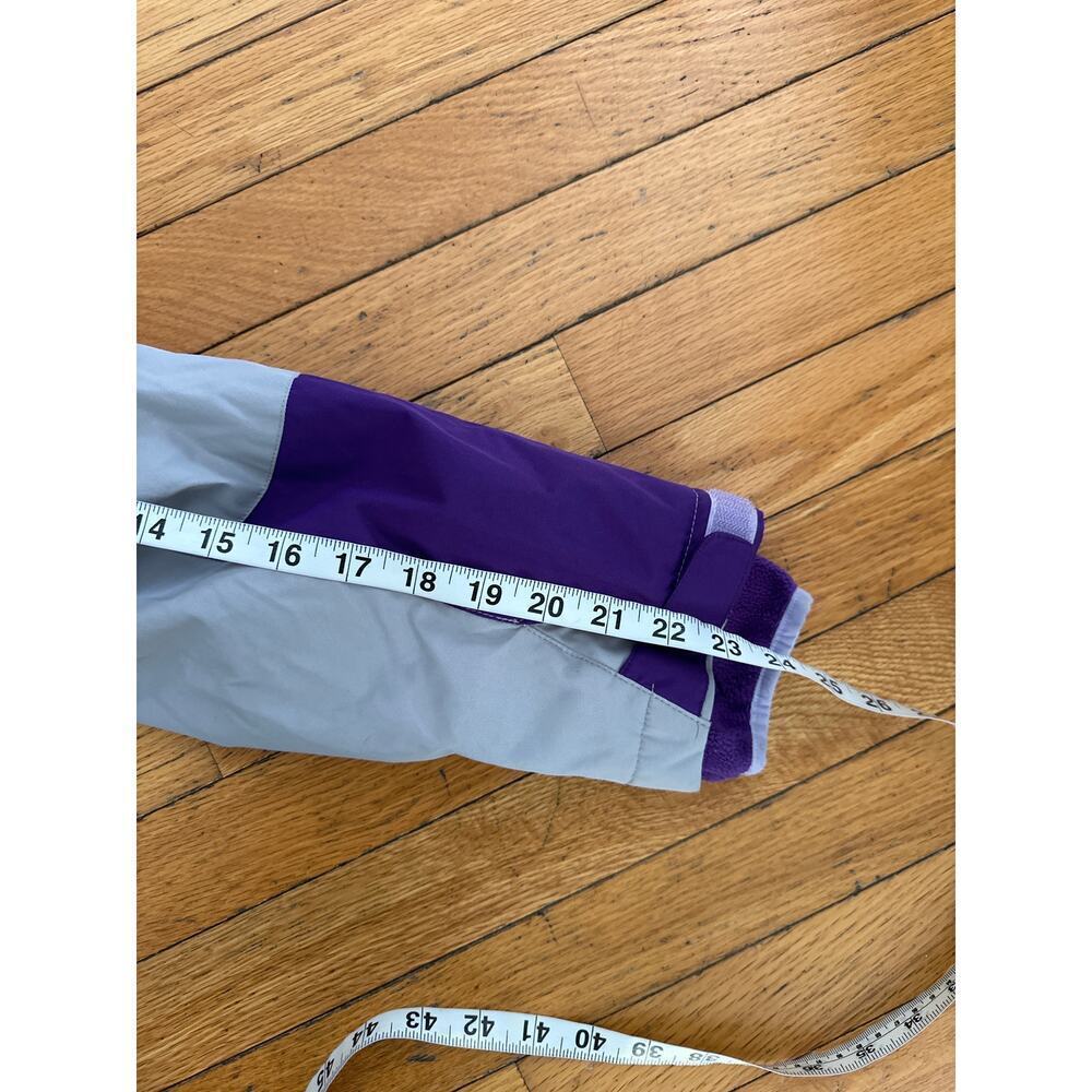 Girls Lands’ End Hooded Winter Jacket Coat Size 14 (XL) Gray Purple Insulated - Picture 5 of 6